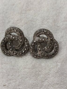Silver Marcasite Trinity Knot  Earrings